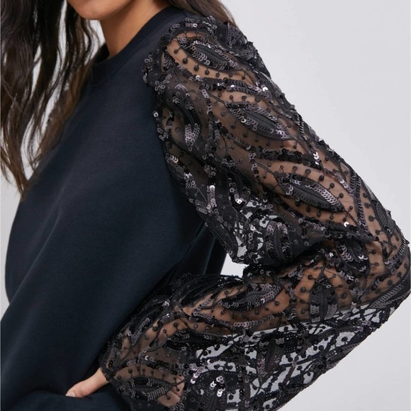 NWT | MAEVE | TASHA LACE SLEEVED SWEATSHIRT | SIZE XXS - Picture 2 of 14